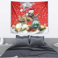 Christmas Costa Rica Tapestry A Cheerful Sloth Wearing a Santa Hat - Wonder Print Shop