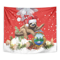 Christmas Costa Rica Tapestry A Cheerful Sloth Wearing a Santa Hat - Wonder Print Shop