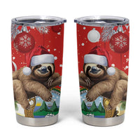 Costa Rica Christmas Tumbler Cup A Cheerful Sloth Wearing a Santa Hat - Wonder Print Shop