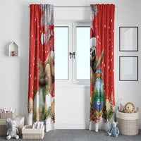 Christmas Costa Rica Window Curtain A Cheerful Sloth Wearing a Santa Hat - Wonder Print Shop