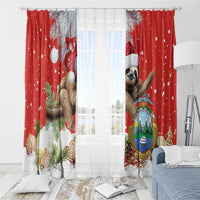 Christmas Costa Rica Window Curtain A Cheerful Sloth Wearing a Santa Hat - Wonder Print Shop