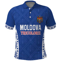 Custom Moldova Football Polo Shirt Tricolorii Tree Of Life Blue Version - Wonder Print Shop