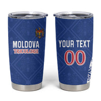 Custom Moldova Football Tumbler Cup Tricolorii Tree Of Life Blue Version - Wonder Print Shop