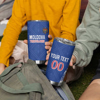 Custom Moldova Football Tumbler Cup Tricolorii Tree Of Life Blue Version - Wonder Print Shop
