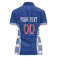 Custom Moldova Football Women Polo Shirt Tricolorii Tree Of Life Blue Version - Wonder Print Shop