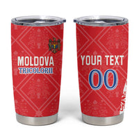 Custom Moldova Football Tumbler Cup Tricolorii Tree Of Life Red Version - Wonder Print Shop