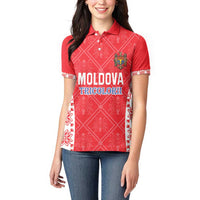 Custom Moldova Football Women Polo Shirt Tricolorii Tree Of Life Red Version - Wonder Print Shop