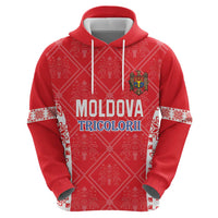 Custom Moldova Football Zip Hoodie Tricolorii Tree Of Life Red Version - Wonder Print Shop