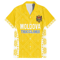 Custom Moldova Football Family Matching Off The Shoulder Long Sleeve Dress and Hawaiian Shirt Tricolorii Tree Of Life Yellow Version - Wonder Print Shop
