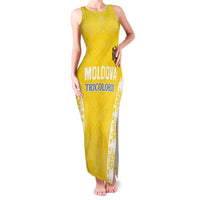 Custom Moldova Football Family Matching Tank Maxi Dress and Hawaiian Shirt Tricolorii Tree Of Life Yellow Version - Wonder Print Shop