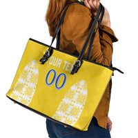 Custom Moldova Football Leather Tote Bag Tricolorii Tree Of Life Yellow Version - Wonder Print Shop