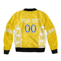 Custom Moldova Football Sleeve Zip Bomber Jacket Tricolorii Tree Of Life Yellow Version - Wonder Print Shop
