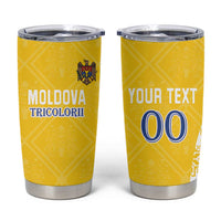 Custom Moldova Football Tumbler Cup Tricolorii Tree Of Life Yellow Version - Wonder Print Shop