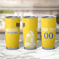 Custom Moldova Football Tumbler Cup Tricolorii Tree Of Life Yellow Version - Wonder Print Shop