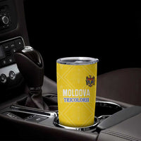 Custom Moldova Football Tumbler Cup Tricolorii Tree Of Life Yellow Version - Wonder Print Shop