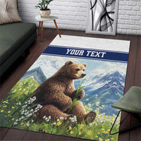 Personalized Finland Area Rug Brown Bear With Lily Of The Valley - Wonder Print Shop