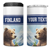 Personalized Finland 4 in 1 Can Cooler Tumbler Brown Bear With Lily Of The Valley - Wonder Print Shop