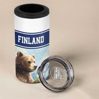 Personalized Finland 4 in 1 Can Cooler Tumbler Brown Bear With Lily Of The Valley - Wonder Print Shop