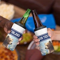 Personalized Finland 4 in 1 Can Cooler Tumbler Brown Bear With Lily Of The Valley - Wonder Print Shop