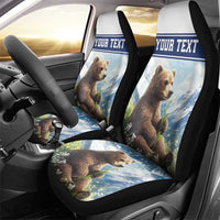 Personalized Finland Car Seat Cover Brown Bear With Lily Of The Valley - Wonder Print Shop