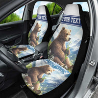 Personalized Finland Car Seat Cover Brown Bear With Lily Of The Valley - Wonder Print Shop