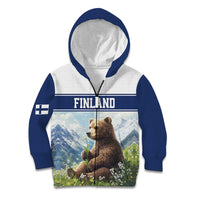 Personalized Finland Kid Hoodie Brown Bear With Lily Of The Valley - Wonder Print Shop