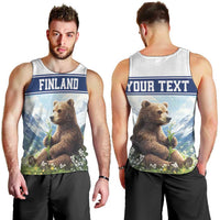 Personalized Finland Men Tank Top Brown Bear With Lily Of The Valley - Wonder Print Shop