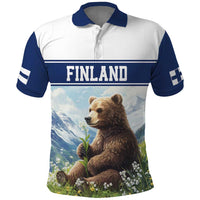 Personalized Finland Polo Shirt Brown Bear With Lily Of The Valley - Wonder Print Shop