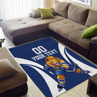 Custom Finland Hockey Area Rug Suomi Leijonat Mascot - Wonder Print Shop