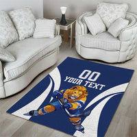 Custom Finland Hockey Area Rug Suomi Leijonat Mascot - Wonder Print Shop