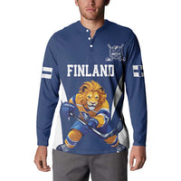 Custom Finland Hockey Button Sweatshirt Suomi Leijonat Mascot - Wonder Print Shop