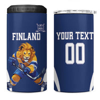 Custom Finland Hockey 4 in 1 Can Cooler Tumbler Suomi Leijonat Mascot - Wonder Print Shop