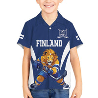 Custom Finland Hockey Family Matching Short Sleeve Bodycon Dress and Hawaiian Shirt Suomi Leijonat Mascot - Wonder Print Shop