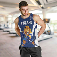 Custom Finland Hockey Men Tank Top Suomi Leijonat Mascot - Wonder Print Shop