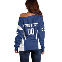 Custom Finland Hockey Off Shoulder Sweater Suomi Leijonat Mascot - Wonder Print Shop