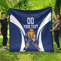 Custom Finland Hockey Quilt Suomi Leijonat Mascot - Wonder Print Shop