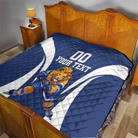 Custom Finland Hockey Quilt Suomi Leijonat Mascot - Wonder Print Shop