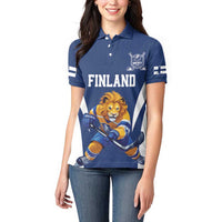 Custom Finland Hockey Women Polo Shirt Suomi Leijonat Mascot - Wonder Print Shop