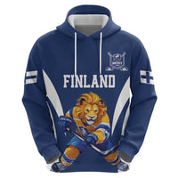 Custom Finland Hockey Zip Hoodie Suomi Leijonat Mascot - Wonder Print Shop