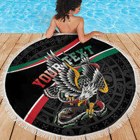 Mexico Eagle Spirit Personalized Beach Blanket Ancient Aztec Pattern - Wonder Print Shop