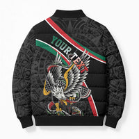 Mexico Eagle Spirit Personalized Bomber Puffer Jacket Ancient Aztec Pattern - Wonder Print Shop