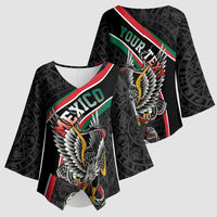 Mexico Eagle Spirit Personalized Kimono Sleeve Blouse Ancient Aztec Pattern - Wonder Print Shop