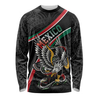 Mexico Eagle Spirit Personalized Long Sleeve Shirt Ancient Aztec Pattern - Wonder Print Shop