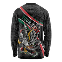 Mexico Eagle Spirit Personalized Long Sleeve Shirt Ancient Aztec Pattern - Wonder Print Shop
