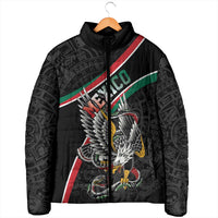Mexico Eagle Spirit Personalized Padded Jacket Ancient Aztec Pattern - Wonder Print Shop