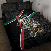 Mexico Eagle Spirit Personalized Quilt Bed Set Ancient Aztec Pattern - Wonder Print Shop