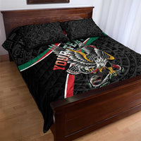 Mexico Eagle Spirit Personalized Quilt Bed Set Ancient Aztec Pattern - Wonder Print Shop