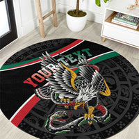 Mexico Eagle Spirit Personalized Round Carpet Ancient Aztec Pattern - Wonder Print Shop