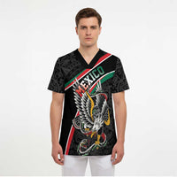 Mexico Eagle Spirit Personalized Scrub Top Ancient Aztec Pattern - Wonder Print Shop
