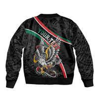 Mexico Eagle Spirit Personalized Sleeve Zip Bomber Jacket Ancient Aztec Pattern - Wonder Print Shop